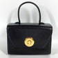 GIVENCHY Vintage SACS Logo Turnlock Vanity Bag Flap Handbag Leather Women's Black