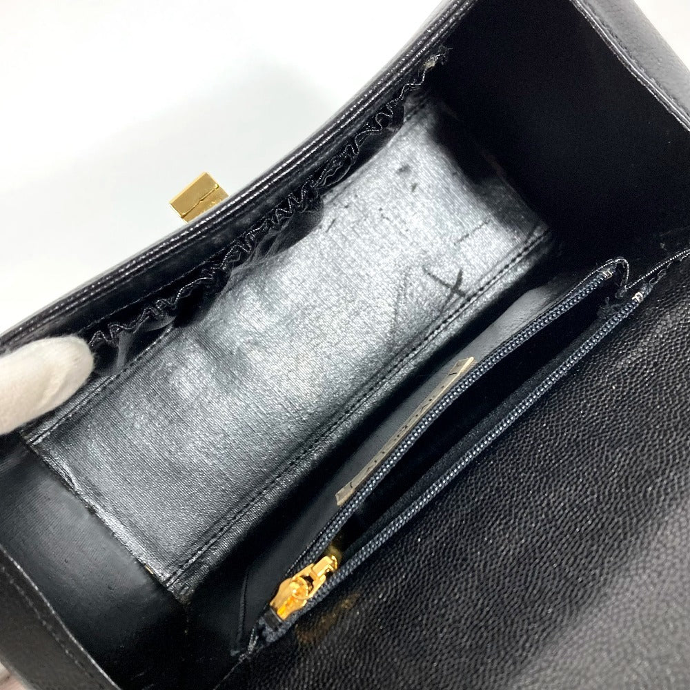 GIVENCHY Vintage SACS Logo Turnlock Vanity Bag Flap Handbag Leather Women's Black