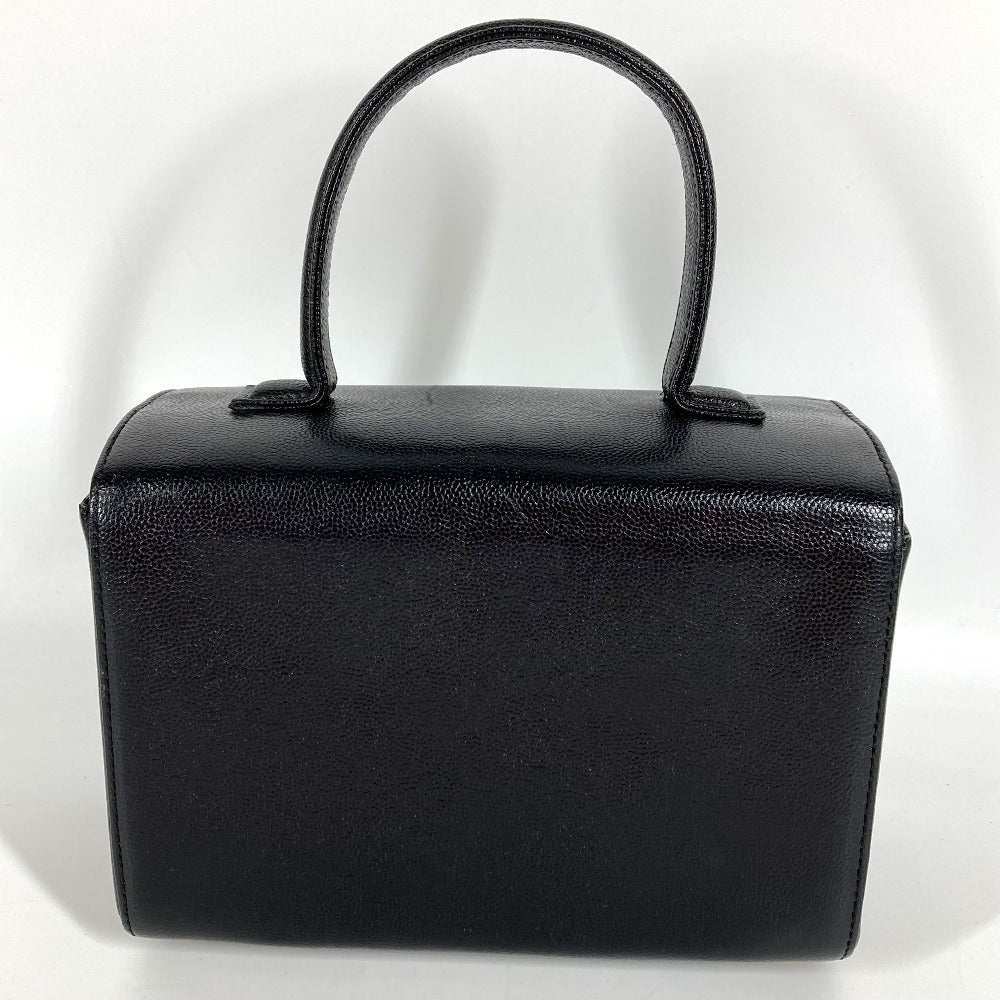 GIVENCHY Vintage SACS Logo Turnlock Vanity Bag Flap Handbag Leather Women's Black
