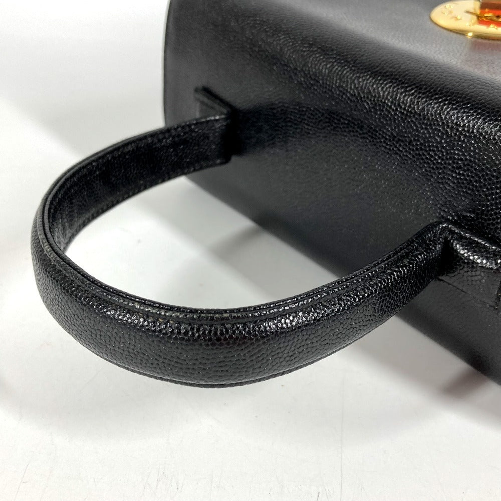 GIVENCHY Vintage SACS Logo Turnlock Vanity Bag Flap Handbag Leather Women's Black