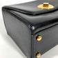GIVENCHY Vintage SACS Logo Turnlock Vanity Bag Flap Handbag Leather Women's Black