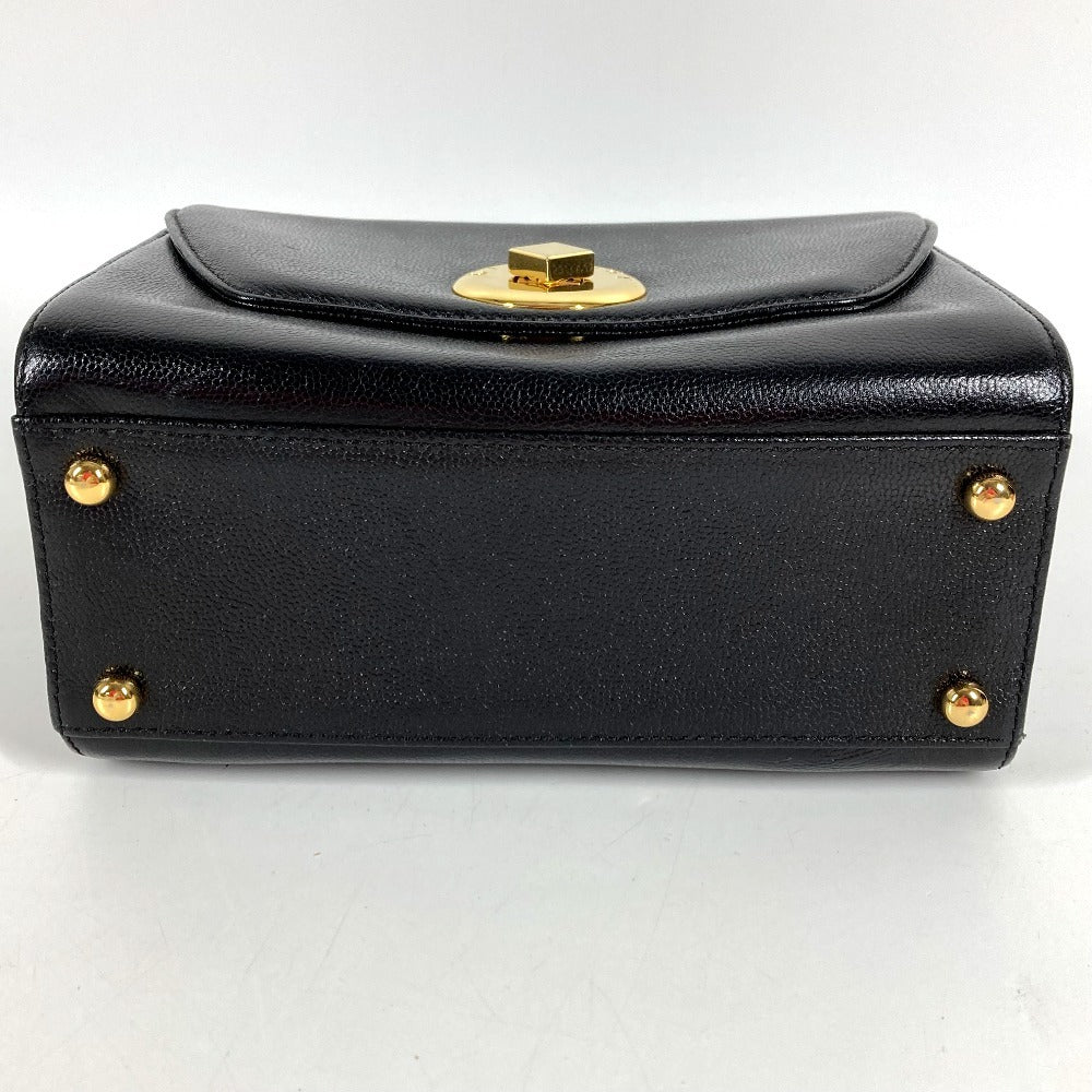 GIVENCHY Vintage SACS Logo Turnlock Vanity Bag Flap Handbag Leather Women's Black