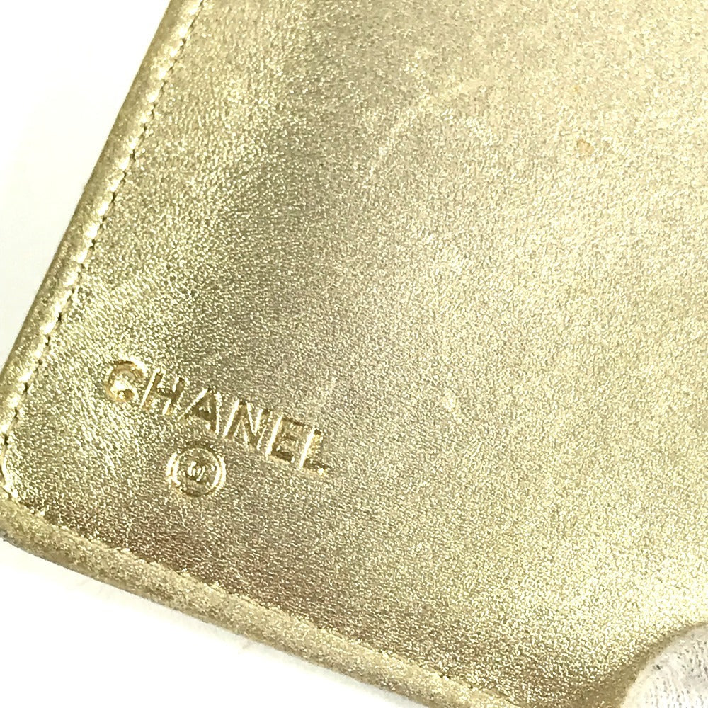 CHANEL A37151 CC Coco Mark Logo Icon Bi-fold Long Wallet Leather Unisex Gold