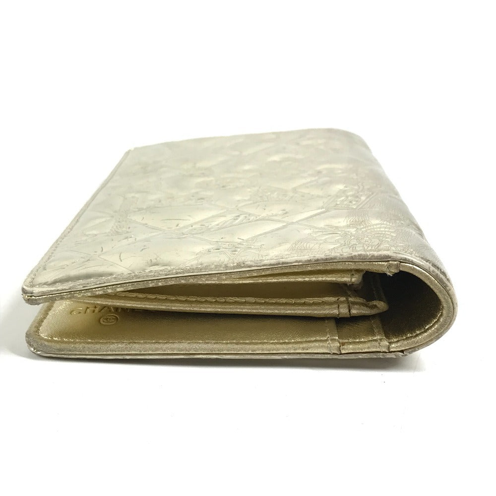 CHANEL A37151 CC Coco Mark Logo Icon Bi-fold Long Wallet Leather Unisex Gold