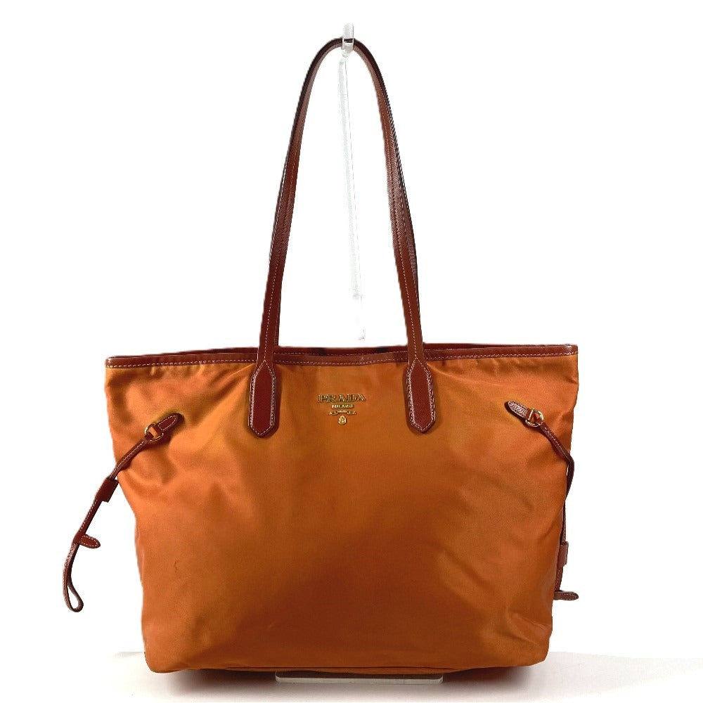PRADA BR4001 Triangle Logo Plate Bag Tote Bag Shoulder Bag Leather/Nylon Unisex Orange