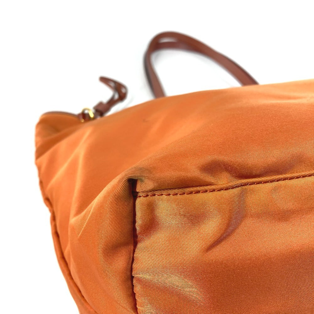 PRADA BR4001 Triangle Logo Plate Bag Tote Bag Shoulder Bag Leather/Nylon Unisex Orange