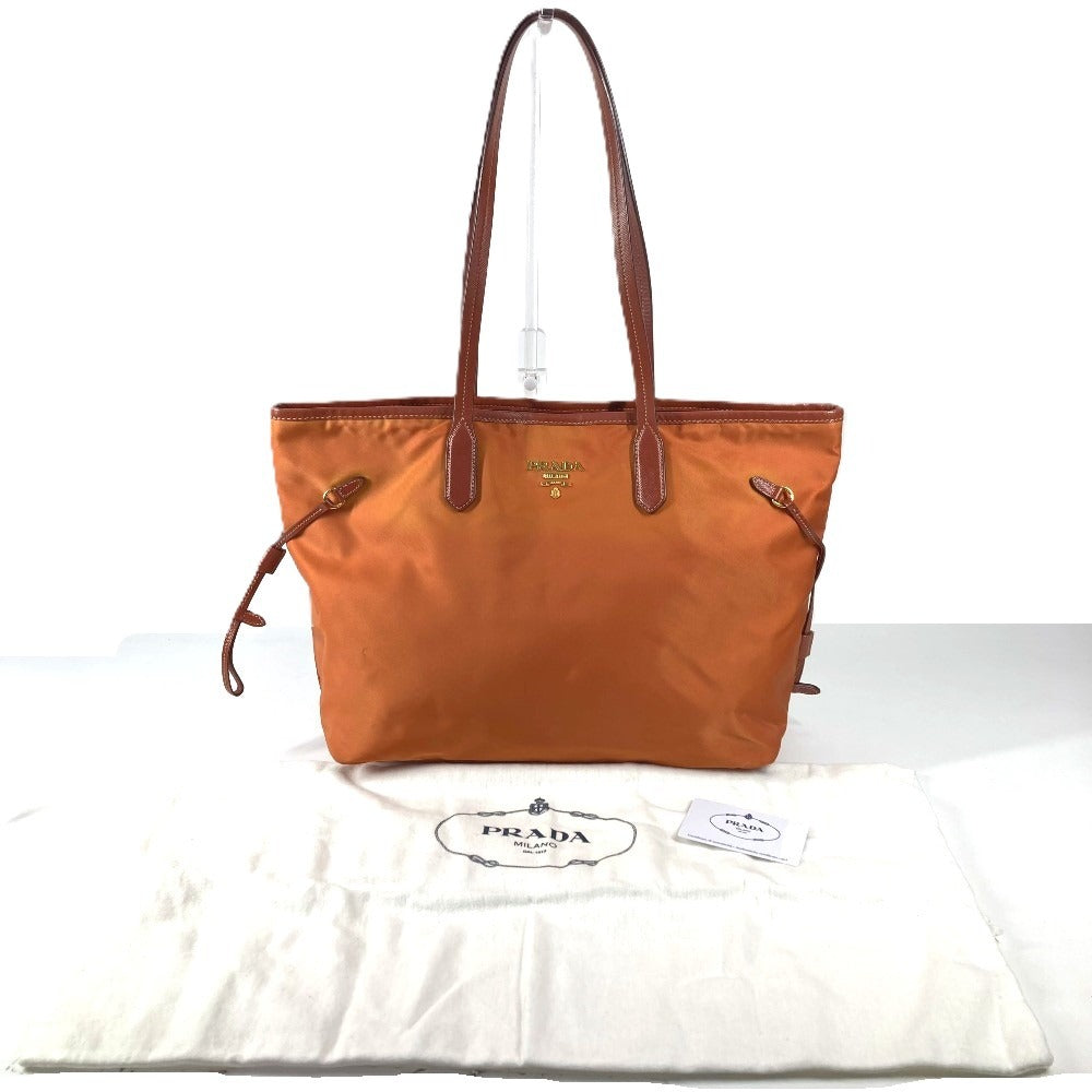 PRADA BR4001 Triangle Logo Plate Bag Tote Bag Shoulder Bag Leather/Nylon Unisex Orange