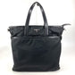 PRADA VA1033 Triangle Logo Plate Bag Tote Bag Shoulder Bag Leather/Nylon Unisex Black
