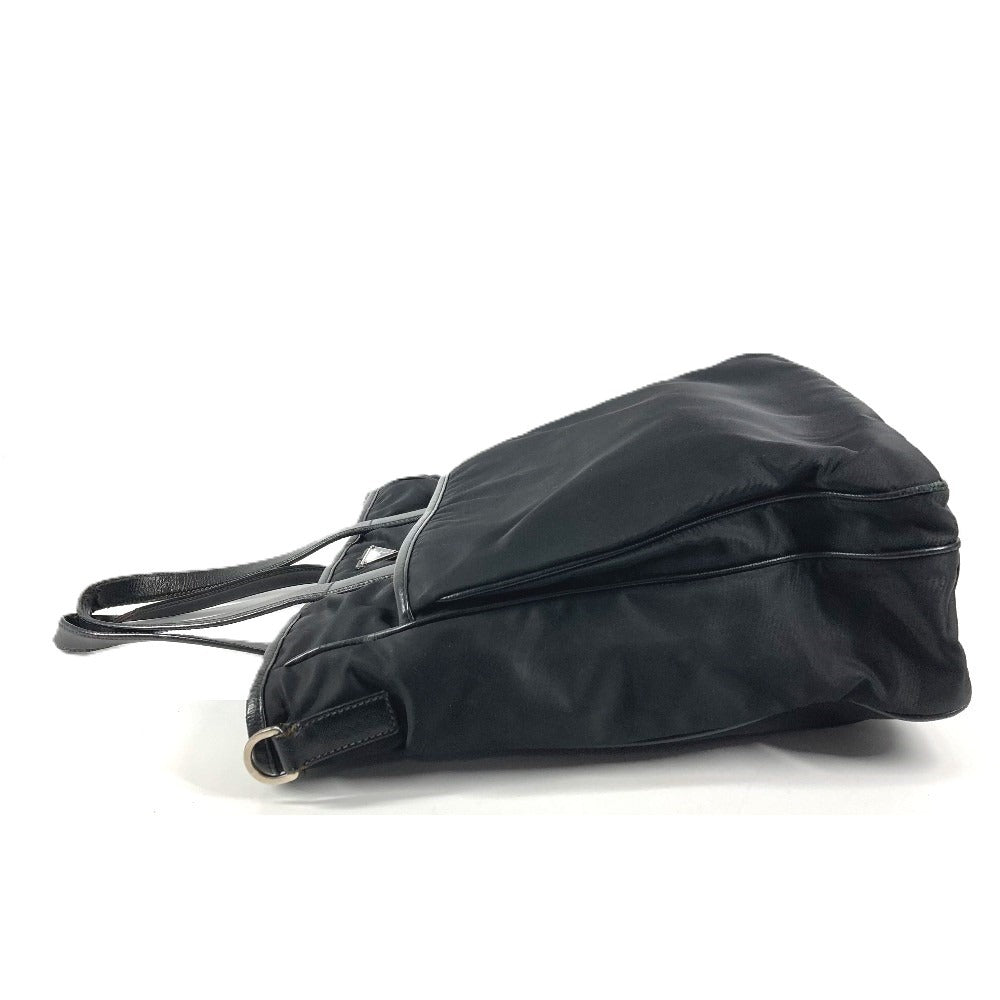 PRADA VA1033 Triangle Logo Plate Bag Tote Bag Shoulder Bag Leather/Nylon Unisex Black