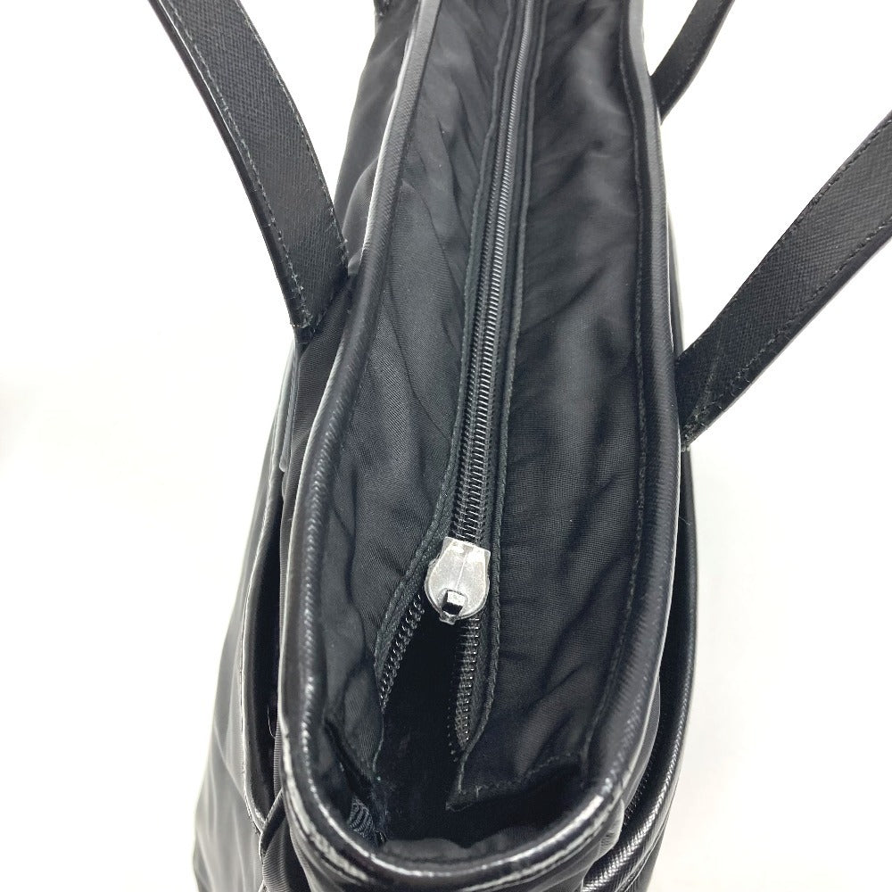 PRADA VA1033 Triangle Logo Plate Bag Tote Bag Shoulder Bag Leather/Nylon Unisex Black