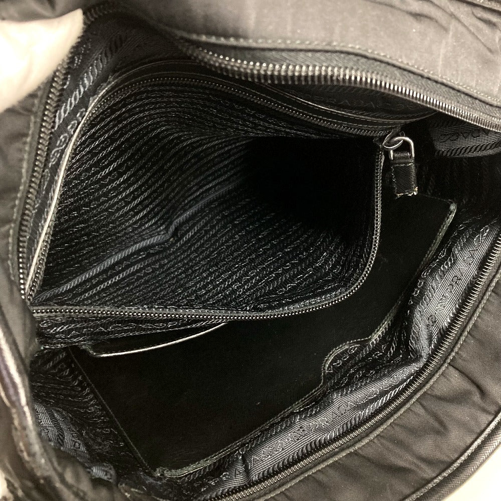 PRADA VA1033 Triangle Logo Plate Bag Tote Bag Shoulder Bag Leather/Nylon Unisex Black