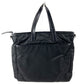 PRADA VA1033 Triangle Logo Plate Bag Tote Bag Shoulder Bag Leather/Nylon Unisex Black