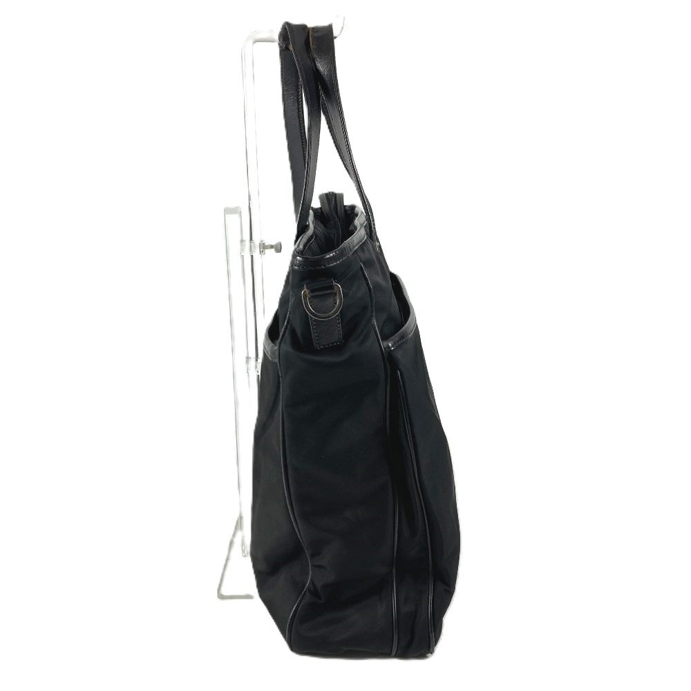 PRADA VA1033 Triangle Logo Plate Bag Tote Bag Shoulder Bag Leather/Nylon Unisex Black