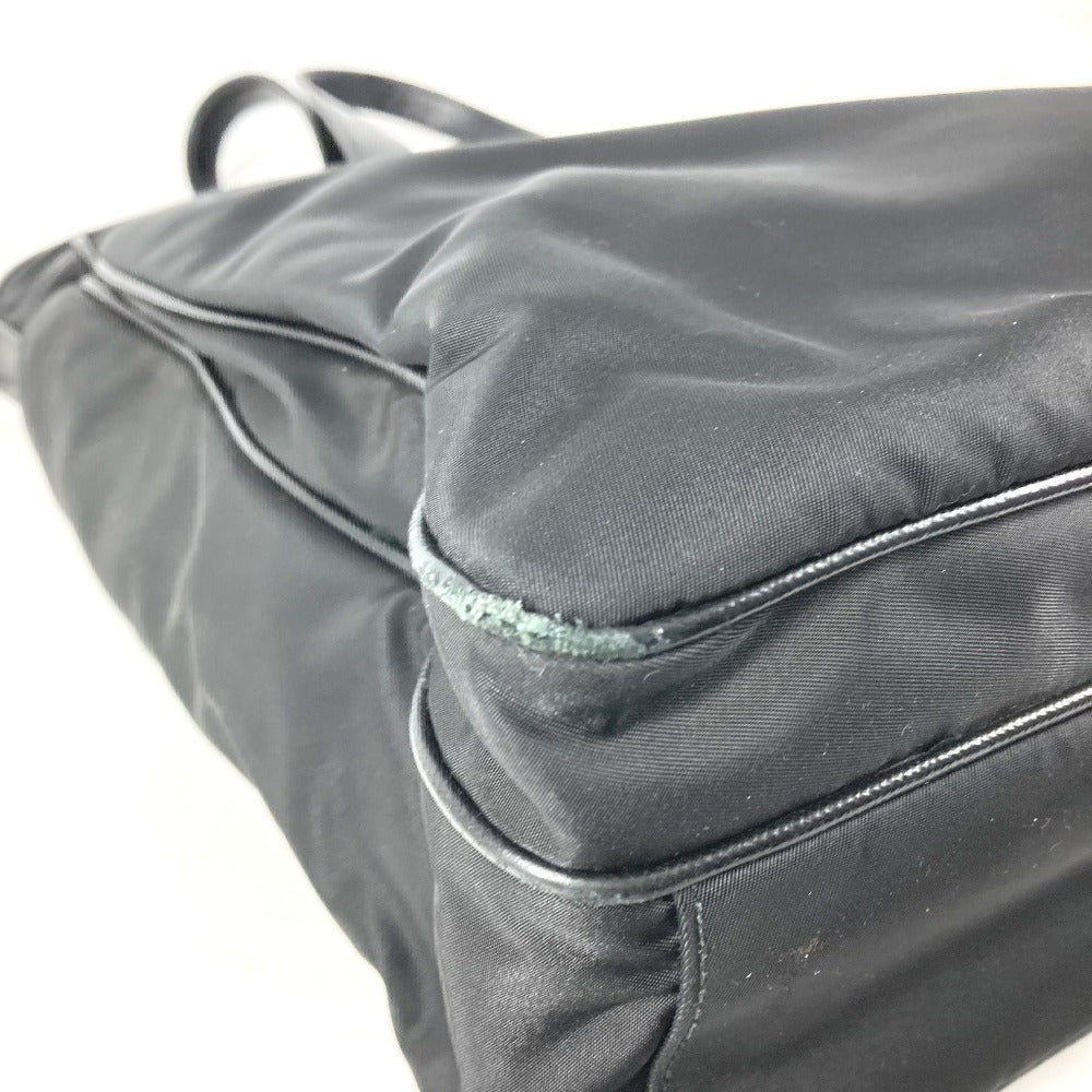PRADA VA1033 Triangle Logo Plate Bag Tote Bag Shoulder Bag Leather/Nylon Unisex Black