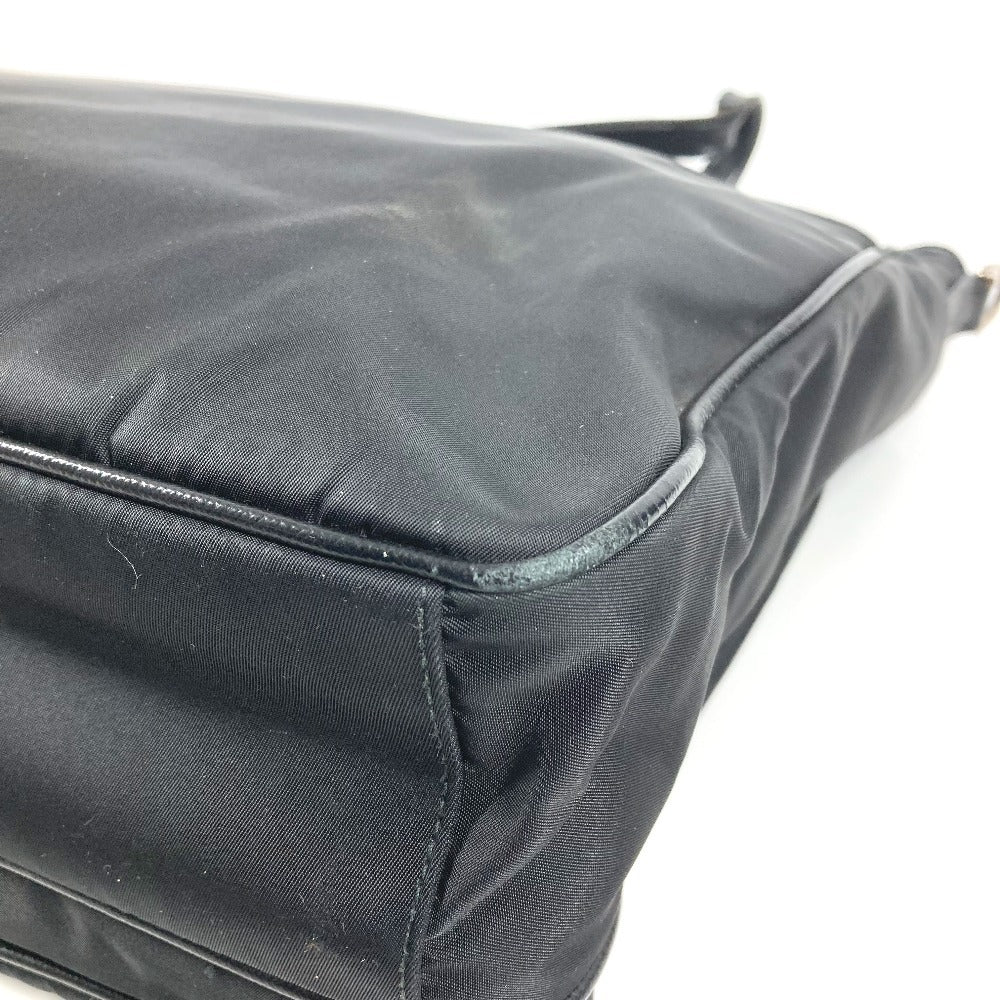 PRADA VA1033 Triangle Logo Plate Bag Tote Bag Shoulder Bag Leather/Nylon Unisex Black