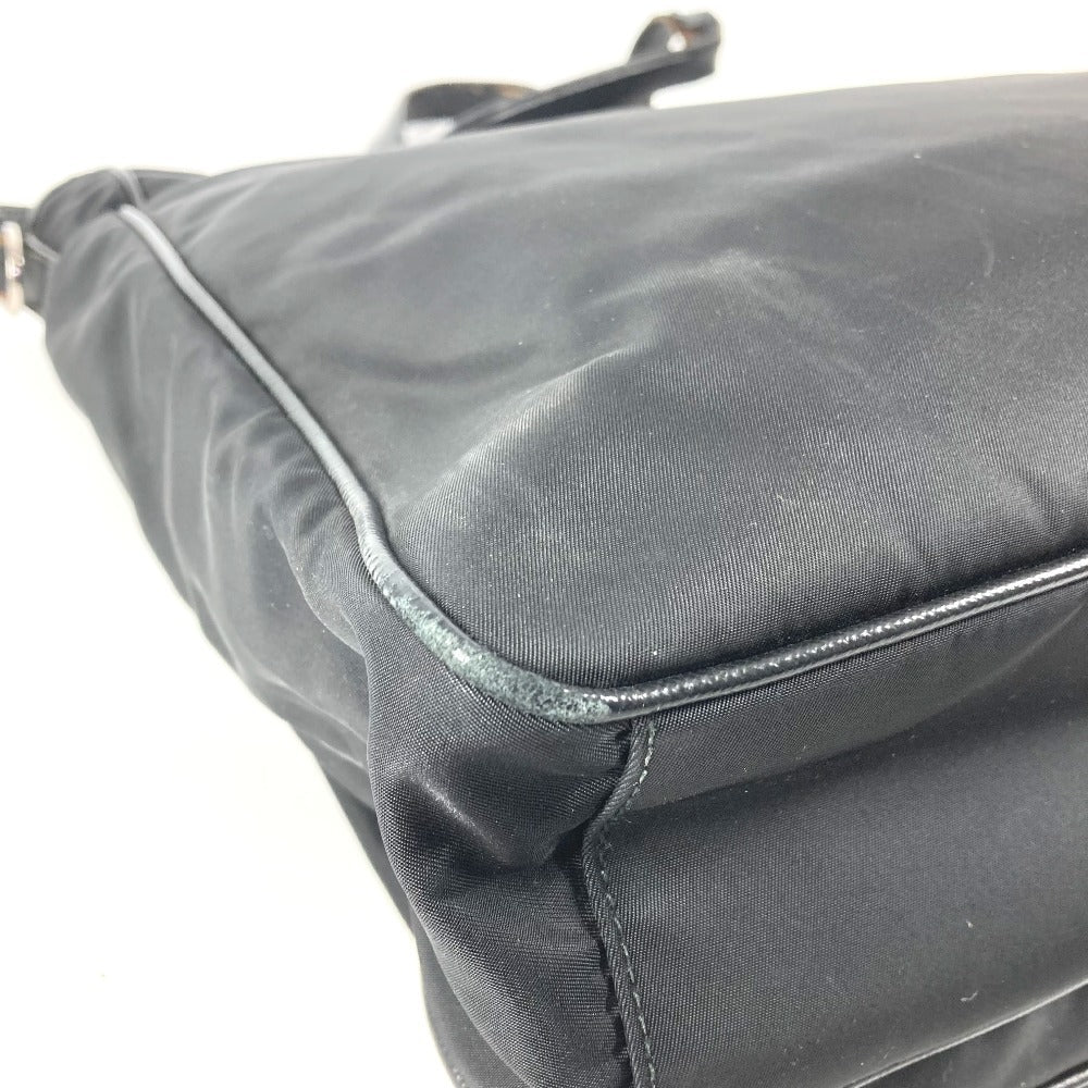 PRADA VA1033 Triangle Logo Plate Bag Tote Bag Shoulder Bag Leather/Nylon Unisex Black