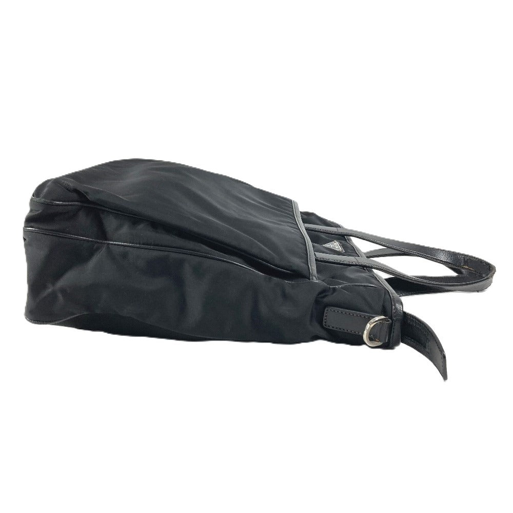 PRADA VA1033 Triangle Logo Plate Bag Tote Bag Shoulder Bag Leather/Nylon Unisex Black