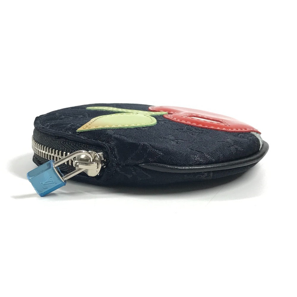 LOUIS VUITTON M92272 Monogram Satin Contes de Fées Apple Round Zipper Coin Purse Monogram Satin Canvas Unisex Black