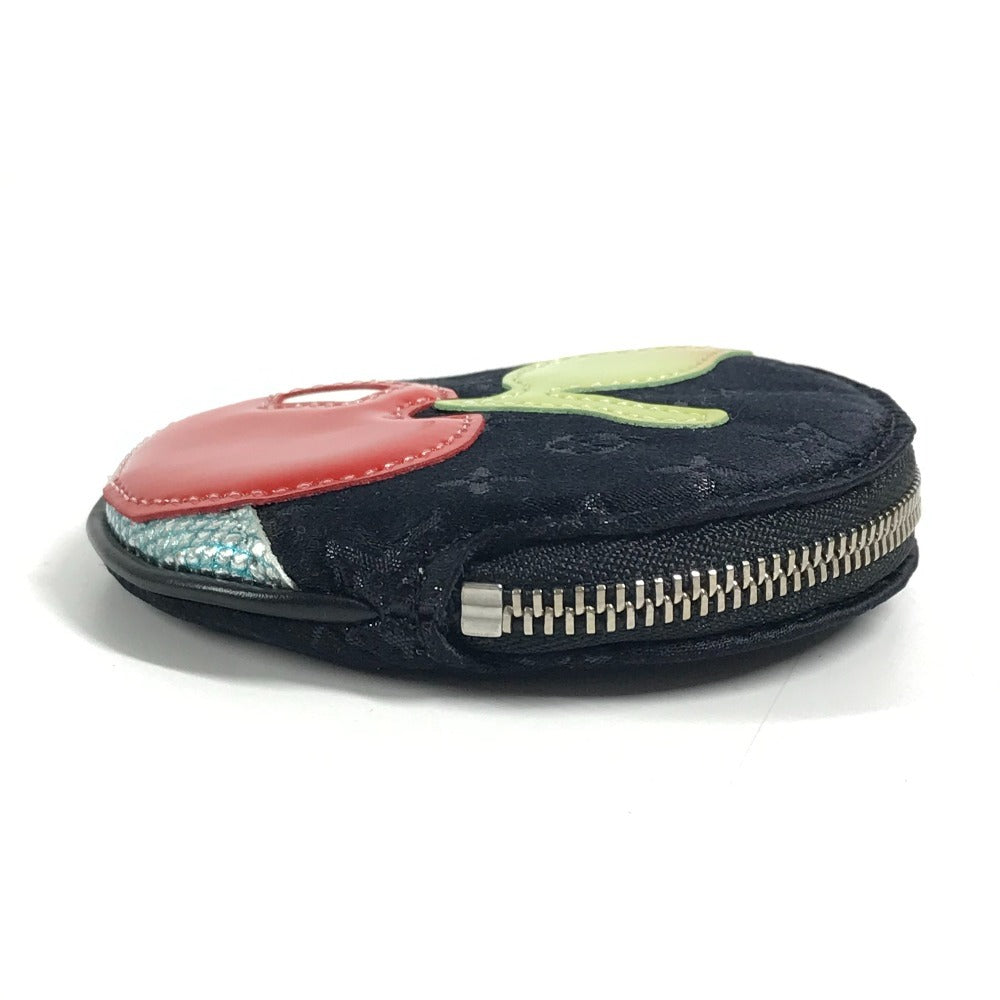 LOUIS VUITTON M92272 Monogram Satin Contes de Fées Apple Round Zipper Coin Purse Monogram Satin Canvas Unisex Black