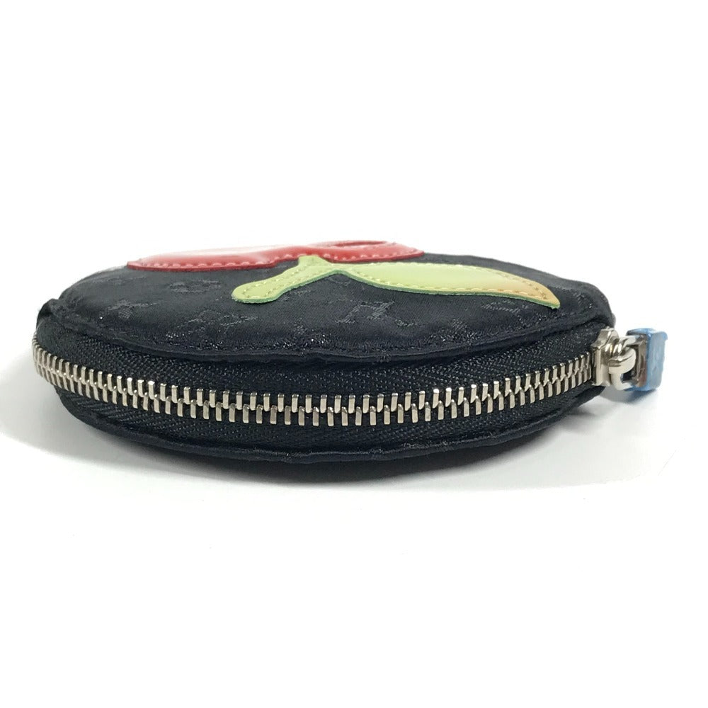 LOUIS VUITTON M92272 Monogram Satin Contes de Fées Apple Round Zipper Coin Purse Monogram Satin Canvas Unisex Black