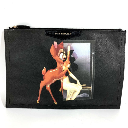 GIVENCHY ディズニー DISNEY バンビ カバン 書類バッグ セカンドバッグ クラッチバッグ レザー ユニセックス ブラック