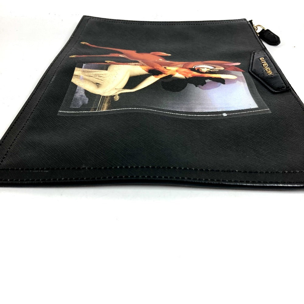 GIVENCHY Disney BAMBI Document Bag Second Bag Clutch Bag Leather Unisex Black