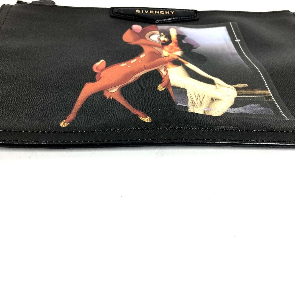 GIVENCHY Disney BAMBI Document Bag Second Bag Clutch Bag Leather Unisex Black