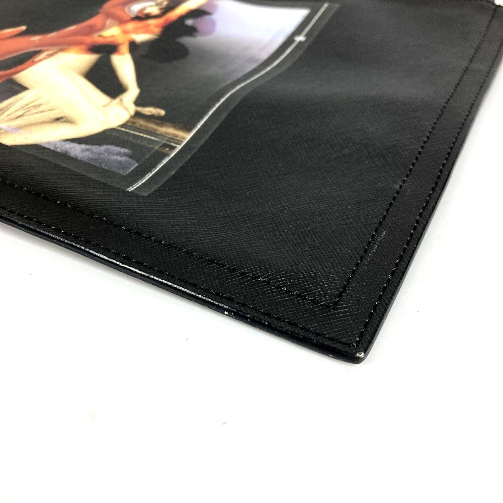 GIVENCHY Disney BAMBI Document Bag Second Bag Clutch Bag Leather Unisex Black