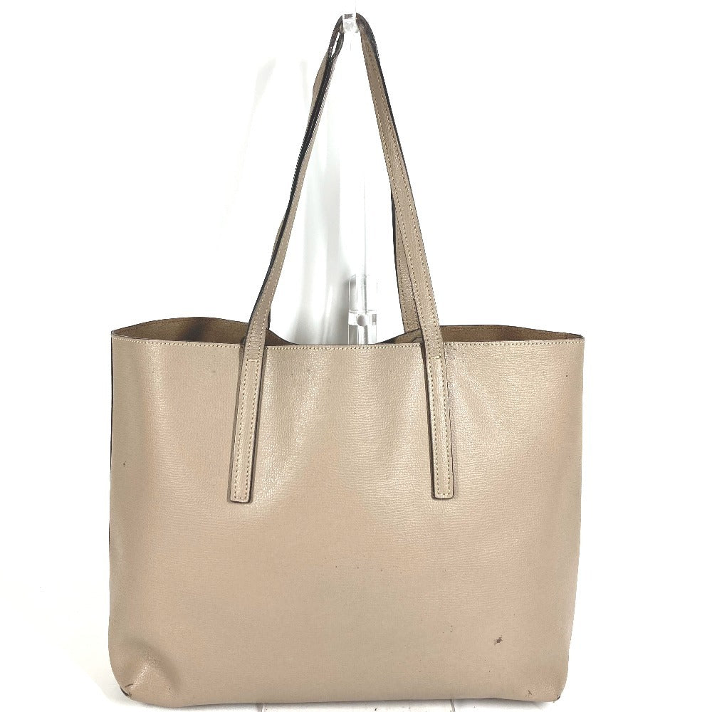 FENDI Logo F is Leather Shoulder Tote Bag with Pouch Unisex Beige