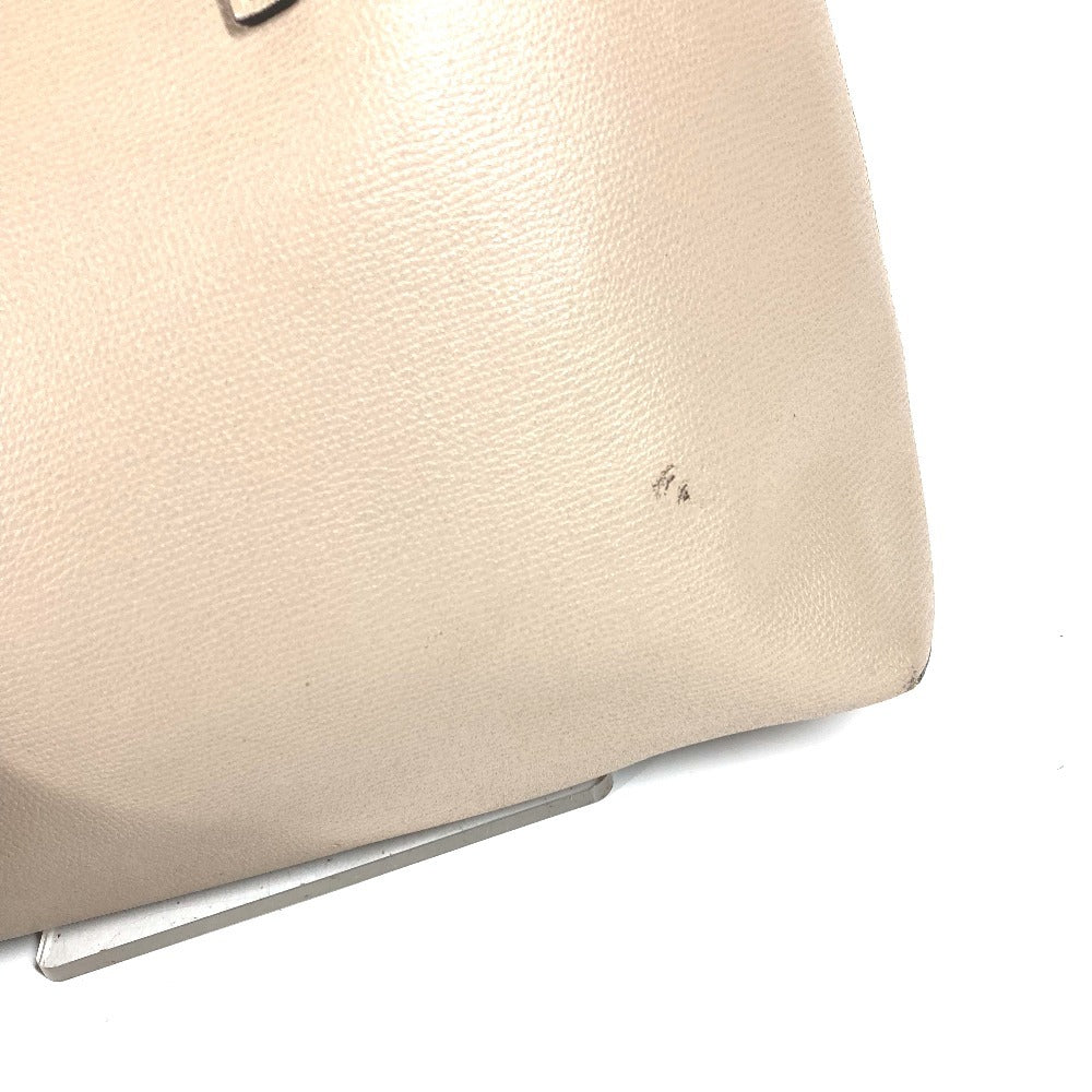 FENDI Logo F is Leather Shoulder Tote Bag with Pouch Unisex Beige