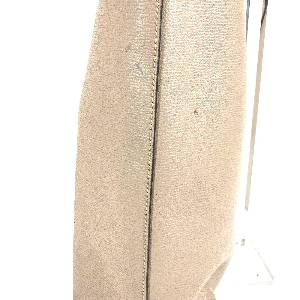FENDI Logo F is Leather Shoulder Tote Bag with Pouch Unisex Beige