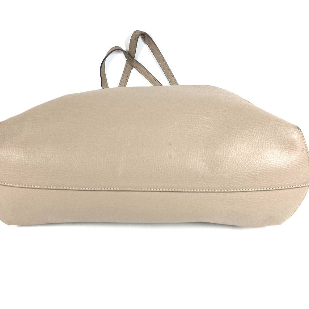FENDI Logo F is Leather Shoulder Tote Bag with Pouch Unisex Beige