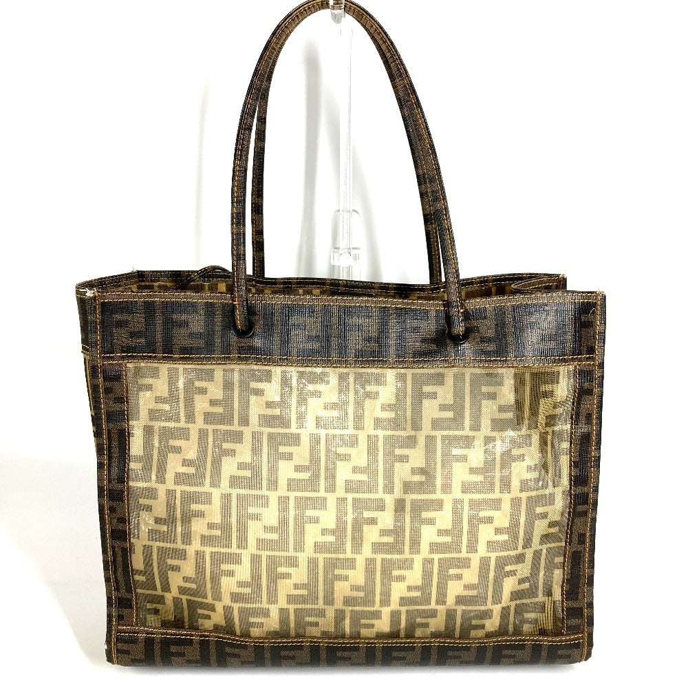 FENDI Pouch Zucca Mesh Logo Bag Tote Bag Shoulder Bag PVC Women's Brown