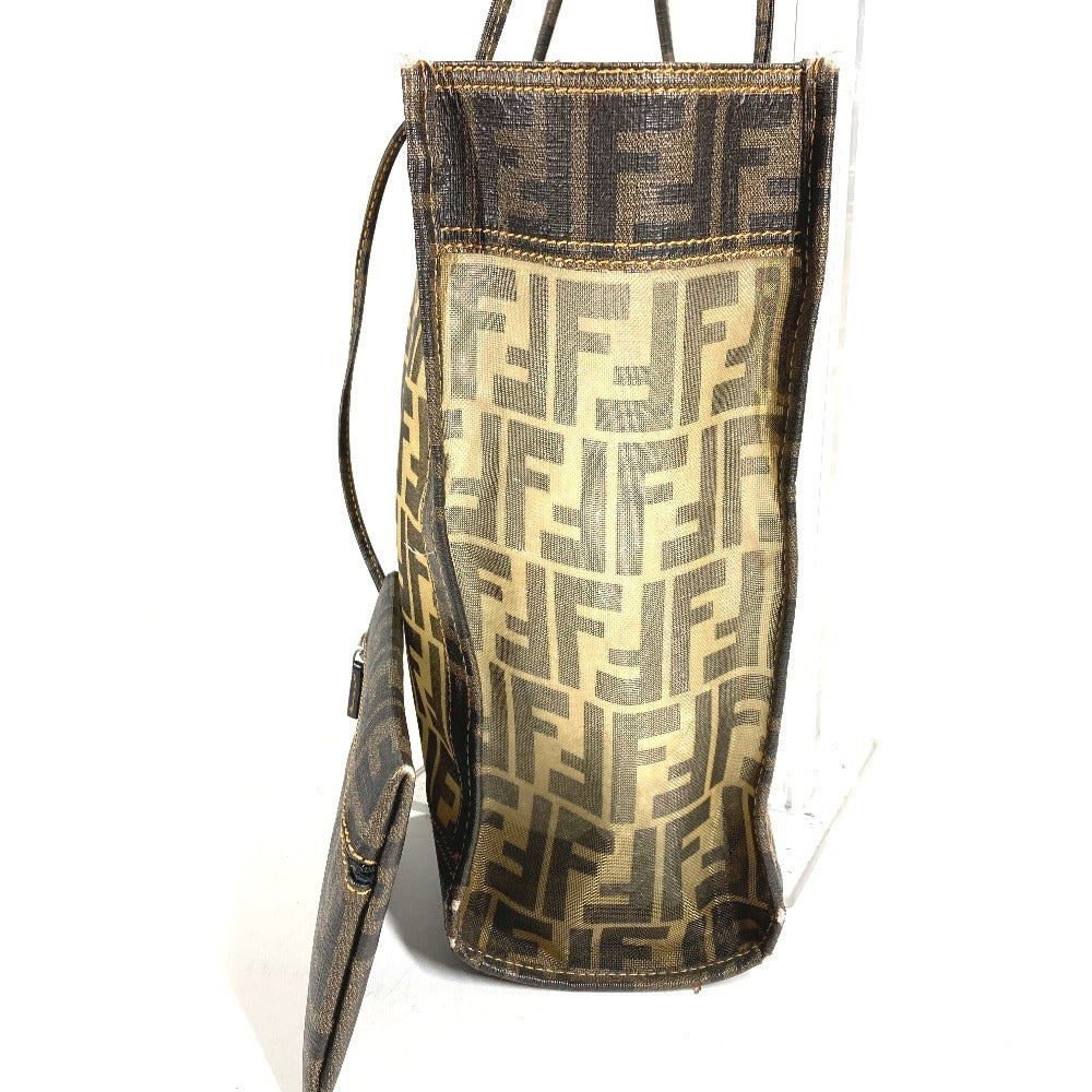 FENDI Pouch Zucca Mesh Logo Bag Tote Bag Shoulder Bag PVC Women's Brown