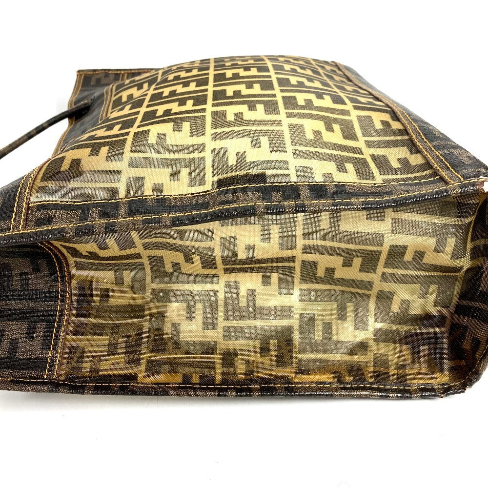FENDI Pouch Zucca Mesh Logo Bag Tote Bag Shoulder Bag PVC Women's Brown