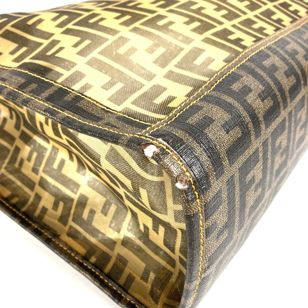FENDI Pouch Zucca Mesh Logo Bag Tote Bag Shoulder Bag PVC Women's Brown