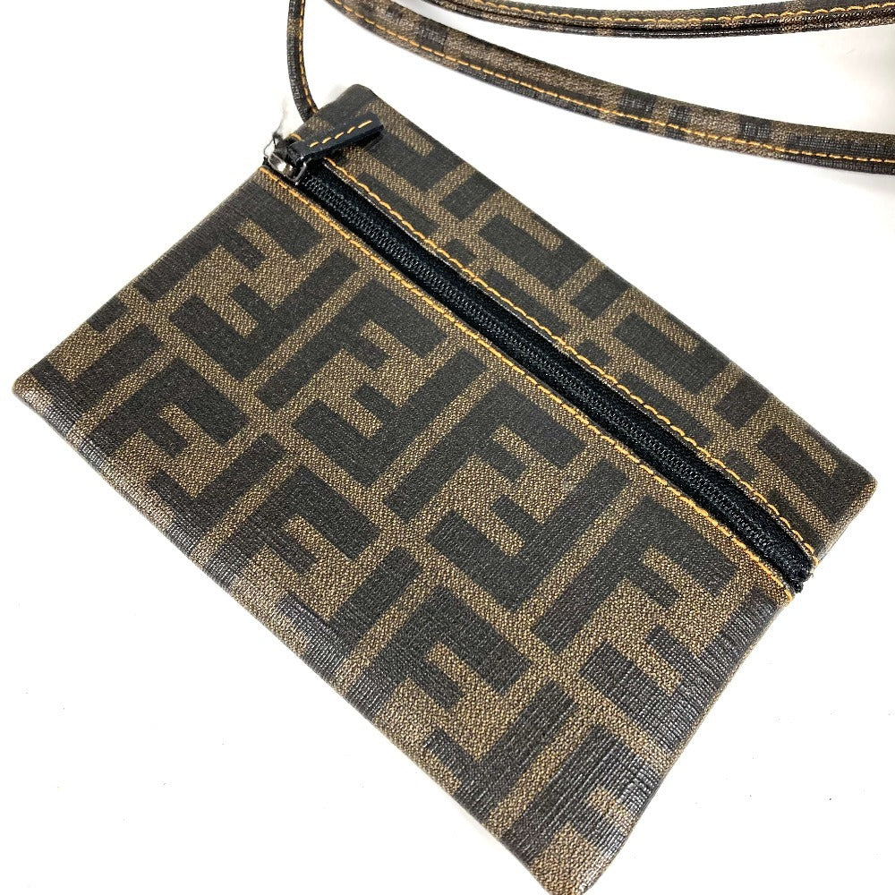 FENDI Pouch Zucca Mesh Logo Bag Tote Bag Shoulder Bag PVC Women's Brown