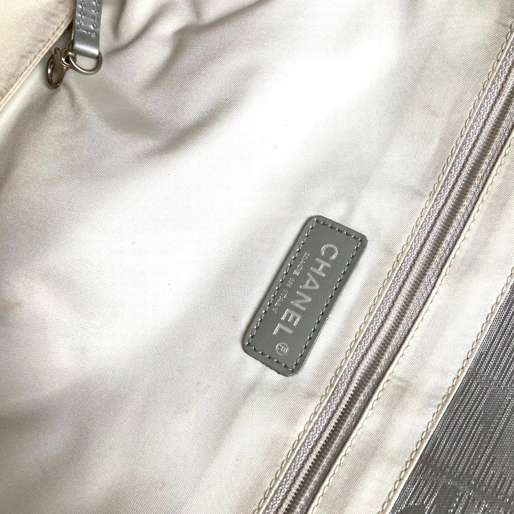 CHANEL A15991 CC Coco Mark Logo New Travel Line MM Shoulder Bag Handbag Tote Bag Nylon Canvas Unisex Silver