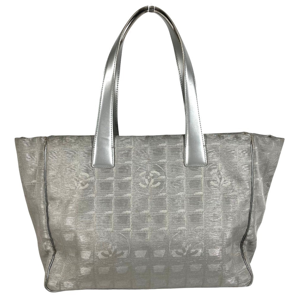 CHANEL A15991 CC Coco Mark Logo New Travel Line MM Shoulder Bag Handbag Tote Bag Nylon Canvas Unisex Silver