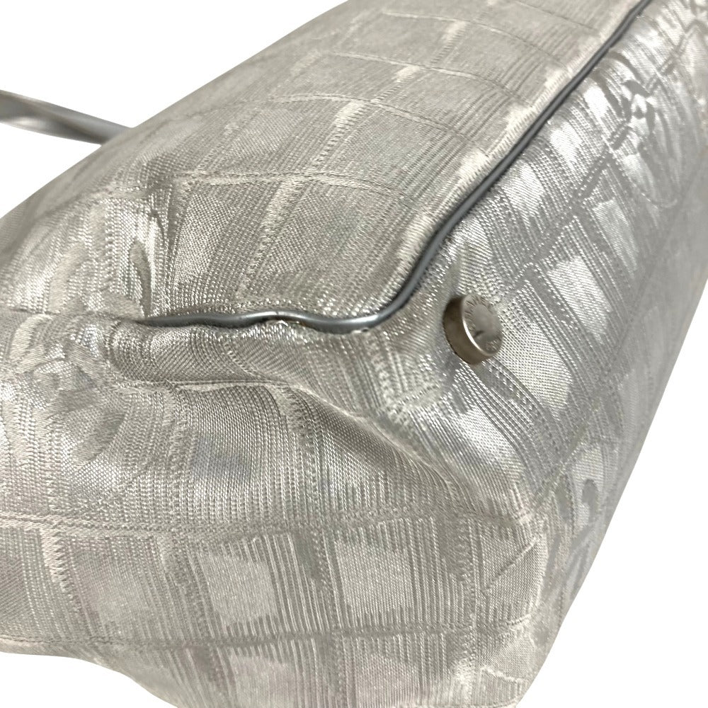 CHANEL A15991 CC Coco Mark Logo New Travel Line MM Shoulder Bag Handbag Tote Bag Nylon Canvas Unisex Silver