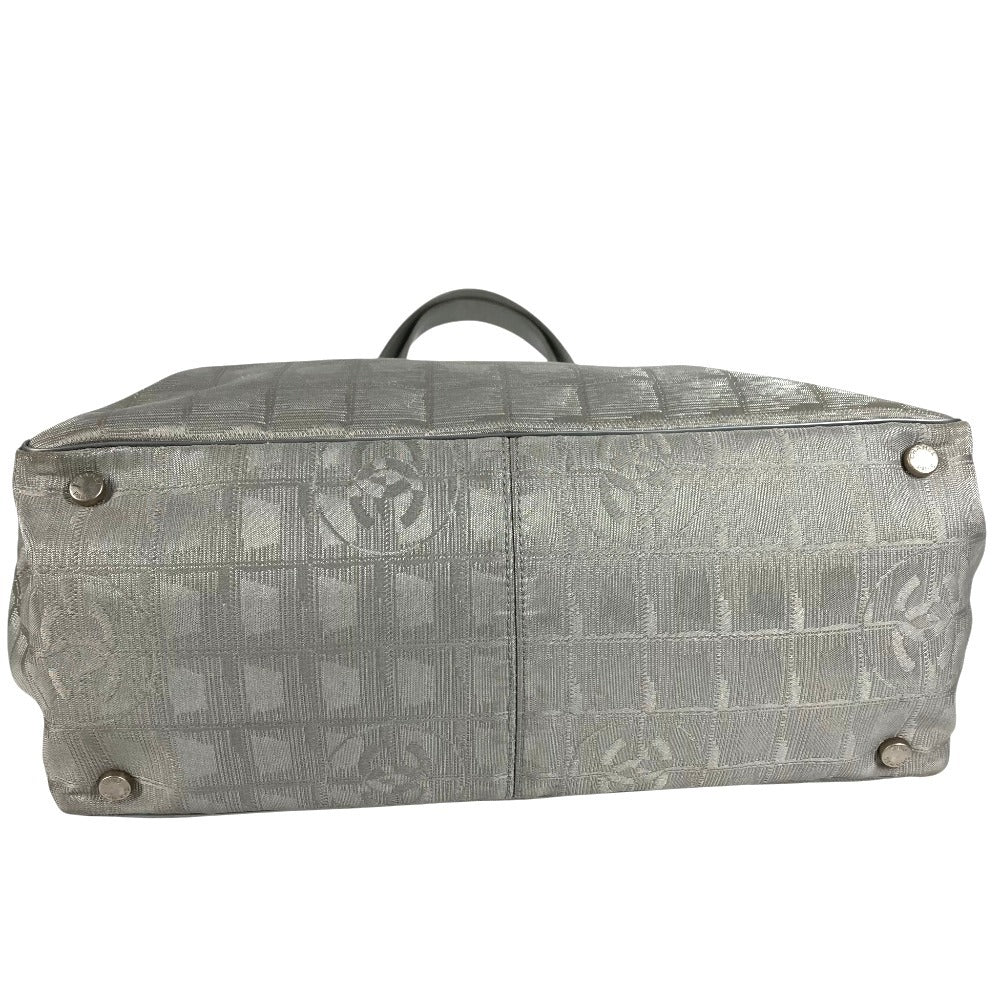 CHANEL A15991 CC Coco Mark Logo New Travel Line MM Shoulder Bag Handbag Tote Bag Nylon Canvas Unisex Silver