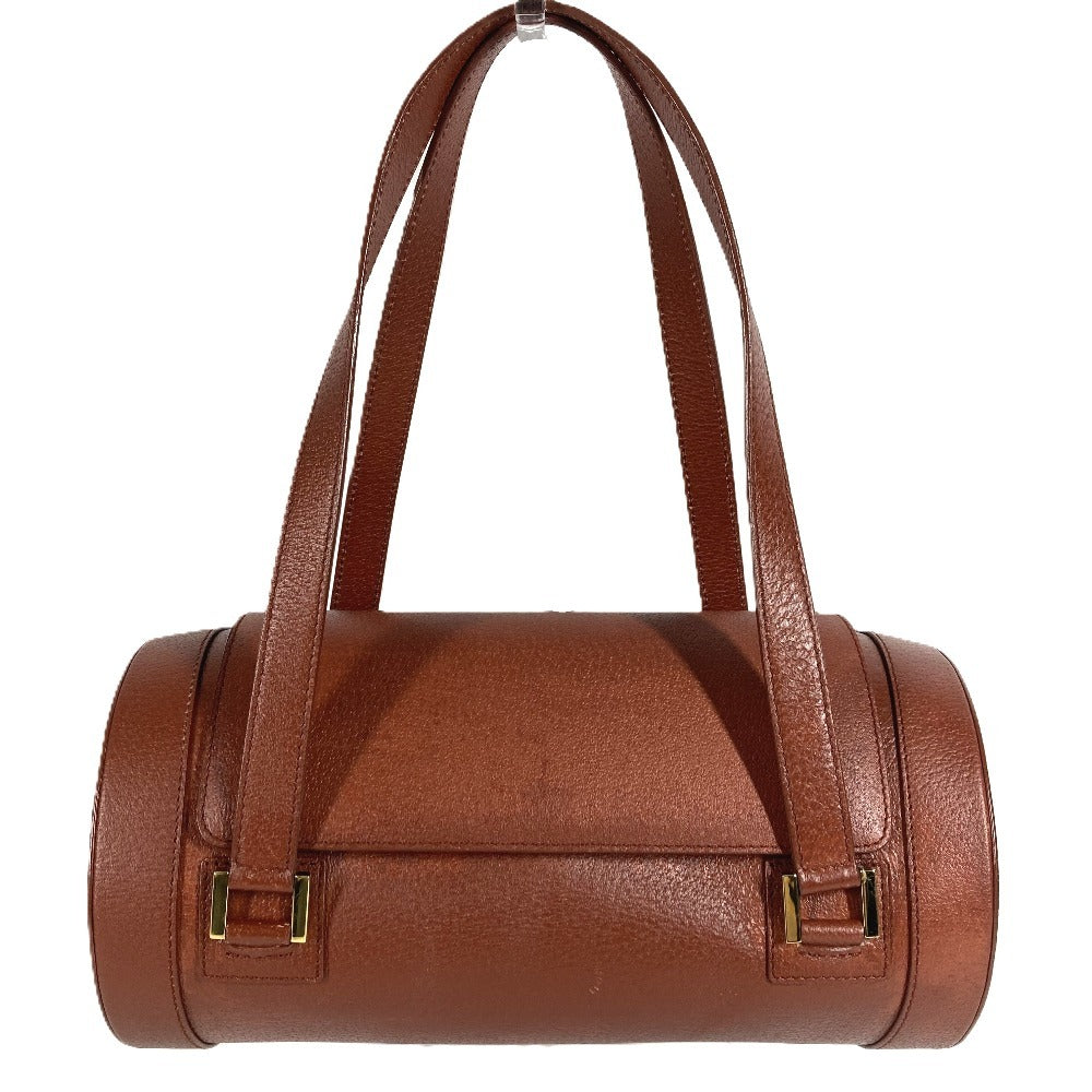 BVLGARI Cylindrical Bvlgari Bvlgari Logo Shoulder Bag with Flap, Leather, Unisex, Brown
