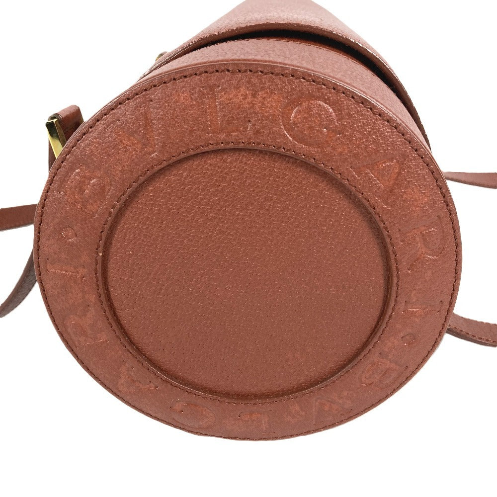 BVLGARI Cylindrical Bvlgari Bvlgari Logo Shoulder Bag with Flap, Leather, Unisex, Brown