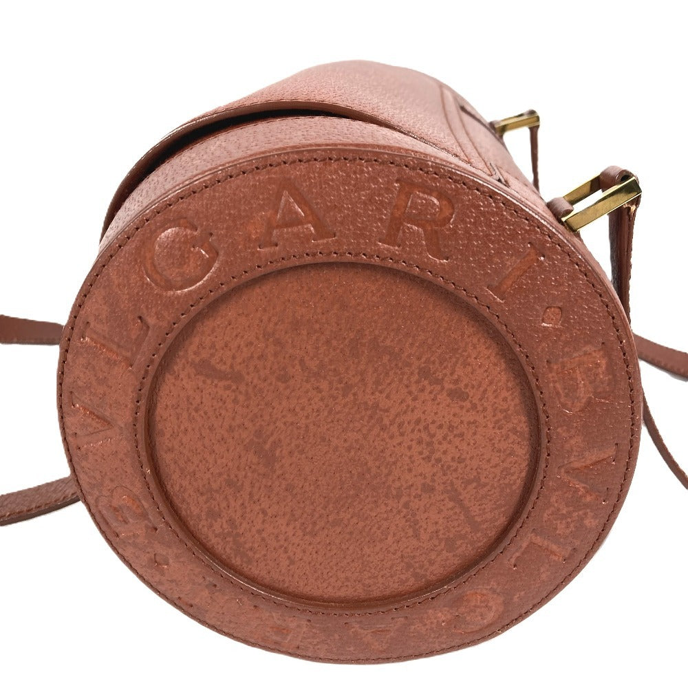 BVLGARI Cylindrical Bvlgari Bvlgari Logo Shoulder Bag with Flap, Leather, Unisex, Brown