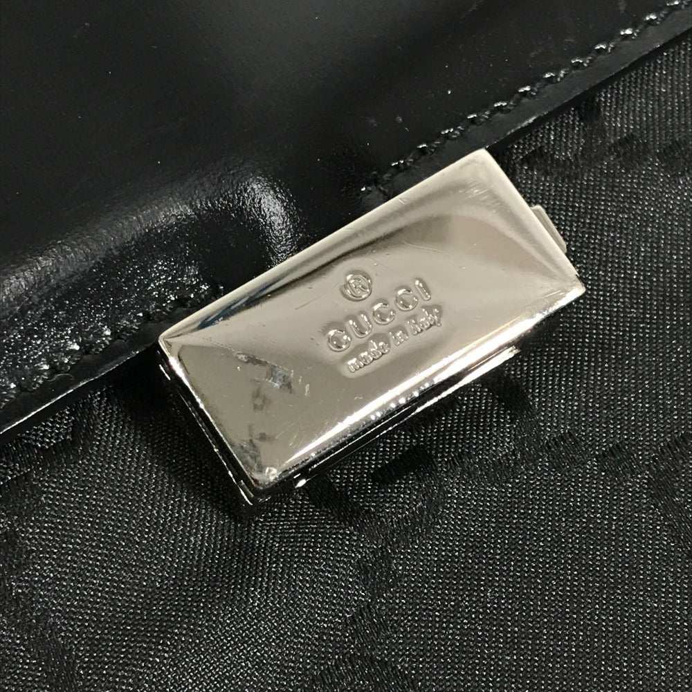 GUCCI 001 3175 Wポケット ダブルポケット GG ロゴ カバン 肩掛け ハンドバッグ ショルダーバッグ レザー/ナイロン ユニセックス ブラック