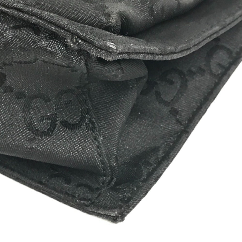 GUCCI 001 3175 Wポケット ダブルポケット GG ロゴ カバン 肩掛け ハンドバッグ ショルダーバッグ レザー/ナイロン ユニセックス ブラック