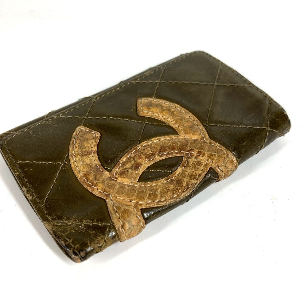 CHANEL A26723 Cambon Line CC Coco Mark 6-Key Holder Key Case Leather Women's Khaki