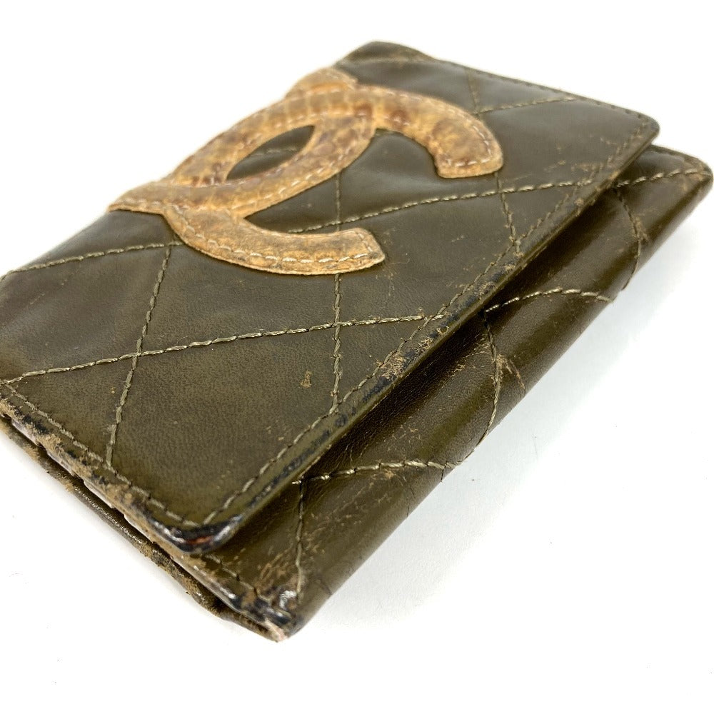 CHANEL A26723 Cambon Line CC Coco Mark 6-Key Holder Key Case Leather Women's Khaki