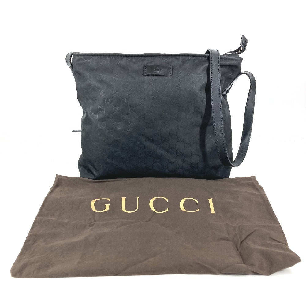 GUCCI 308840 GG ロゴ 総柄 カバン 斜め掛け ショルダーバッグ レザー/ナイロン ユニセックス ブラック
