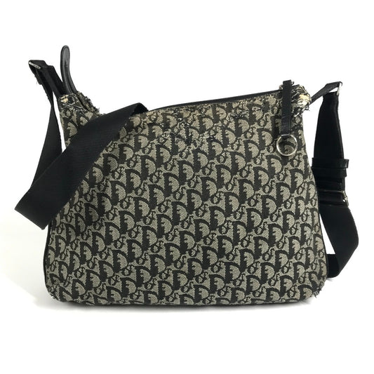 Dior Trotter Logo Crossbody Shoulder Bag Leather/Canvas Unisex Black